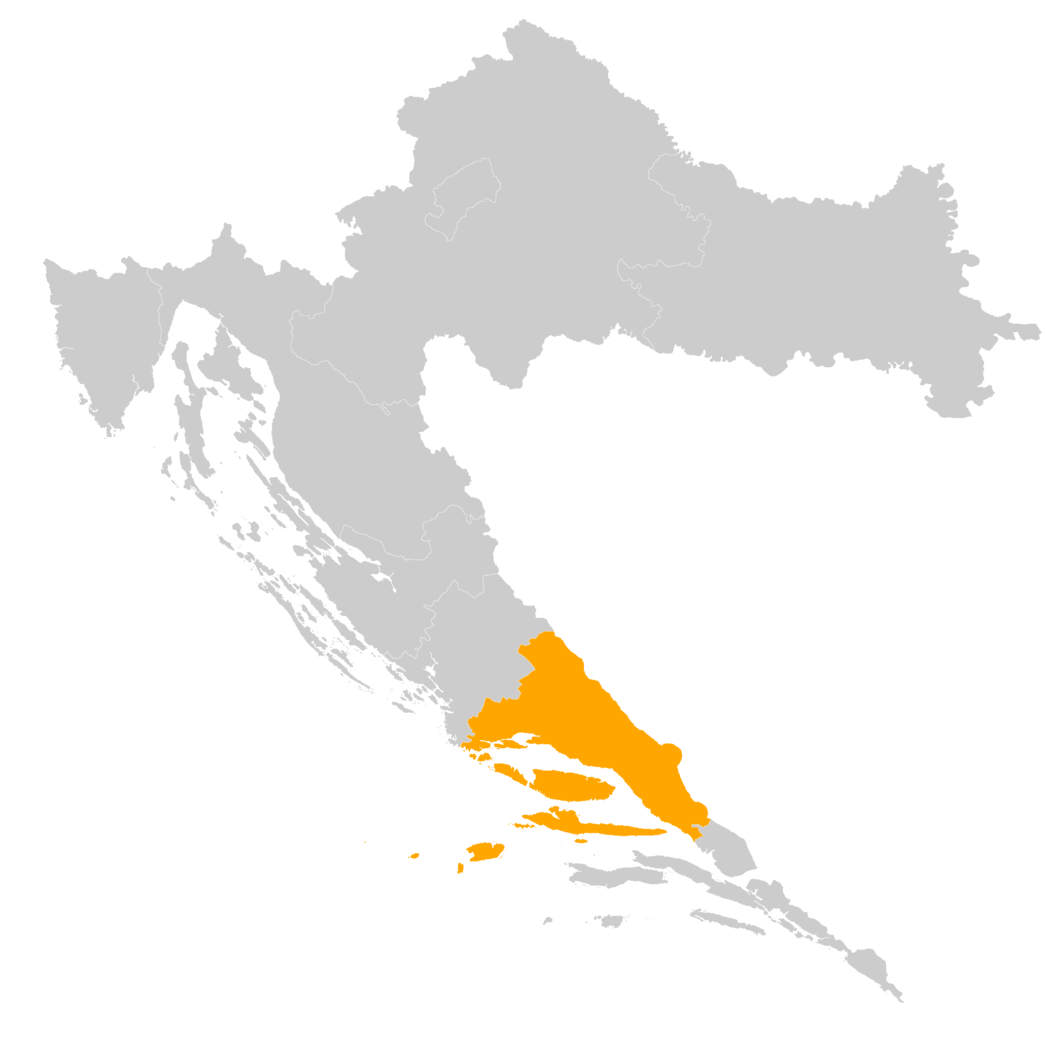 mapa Chorvtsko - Dalmcia Split