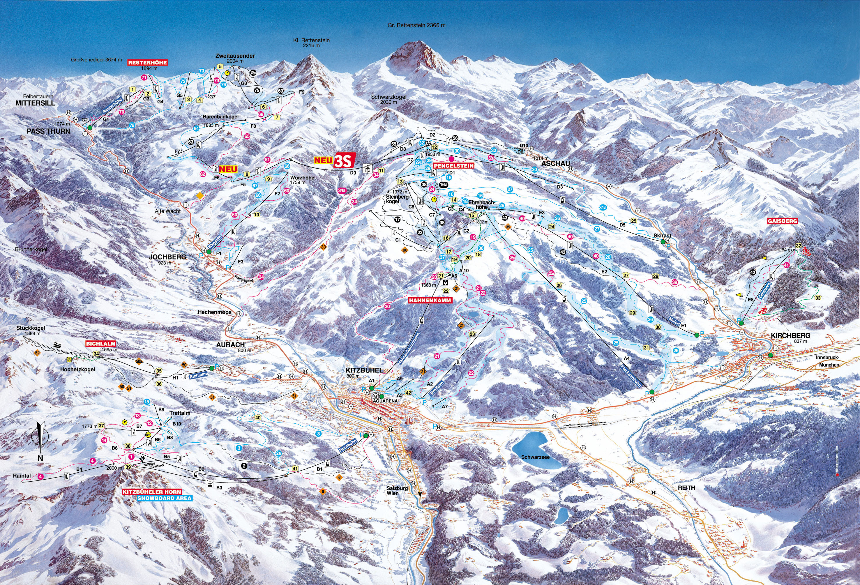 ski mapa - KITZBHEL / KIRCHBERG 