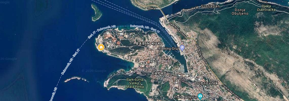 mapa Royal Hotel Ariston, Dubrovnik