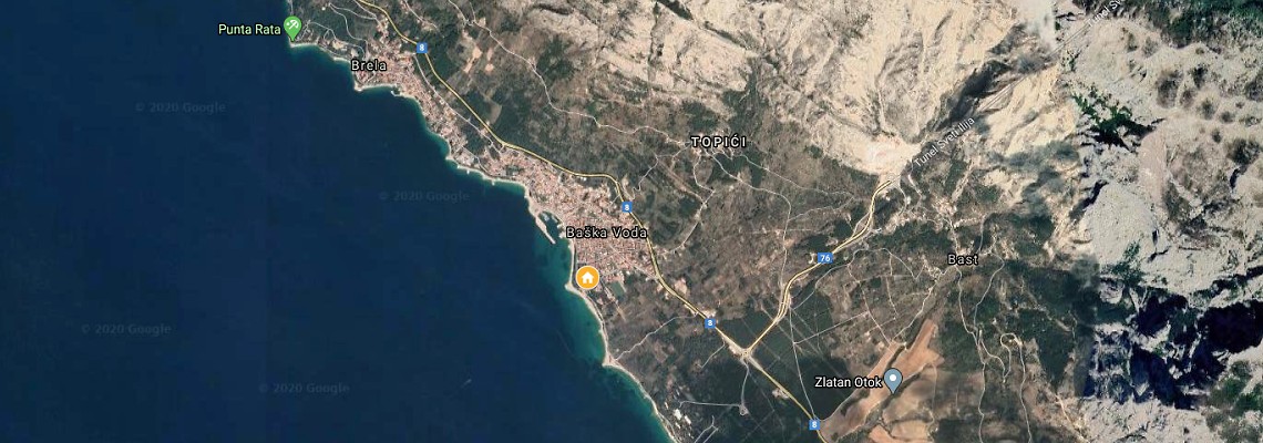 mapa Hotel Horizont, Baka Voda