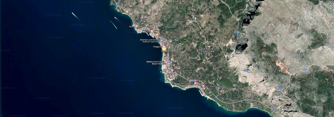 mapa Hotel Podgorka, Podgora