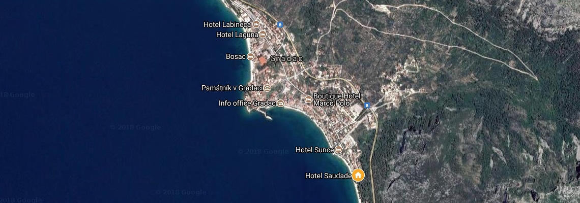 mapa Hotel Saudade, Gradac
