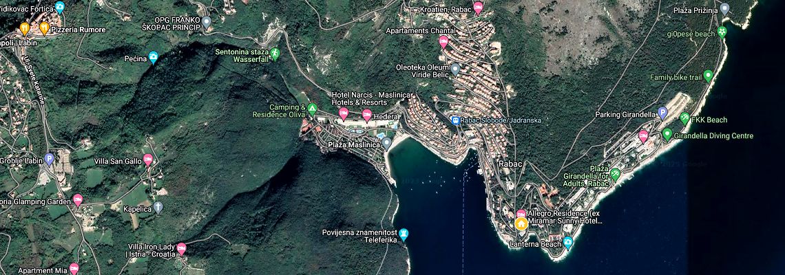 mapa Hotel Allegro, Rabac