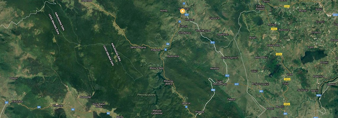 mapa Hotel Grabovac, Plitvick Jazer