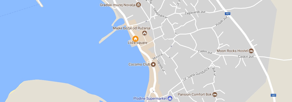 mapa Hotel Loa, Novalja