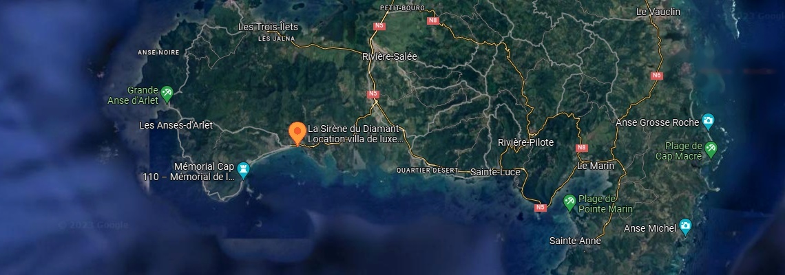 mapa Villa La Sirene, Le Diamant