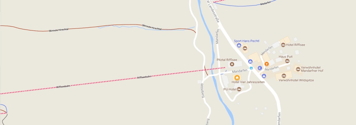 mapa Hotel Vier Jahreszeiten, Mandarfen - St. Leonhard im Pitztal