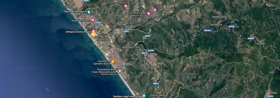 mapa Hotel Villaggio Olimpia, Ascea Marina
