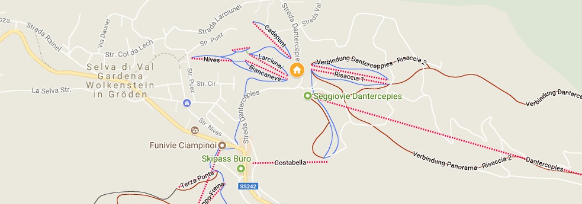 mapa Hotel Alaska, Selva Val Gardena