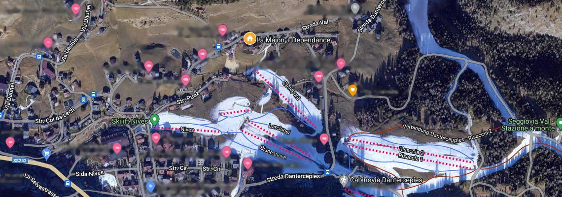 mapa Garni a Apartmny La Majon, Selva di Val Gardena